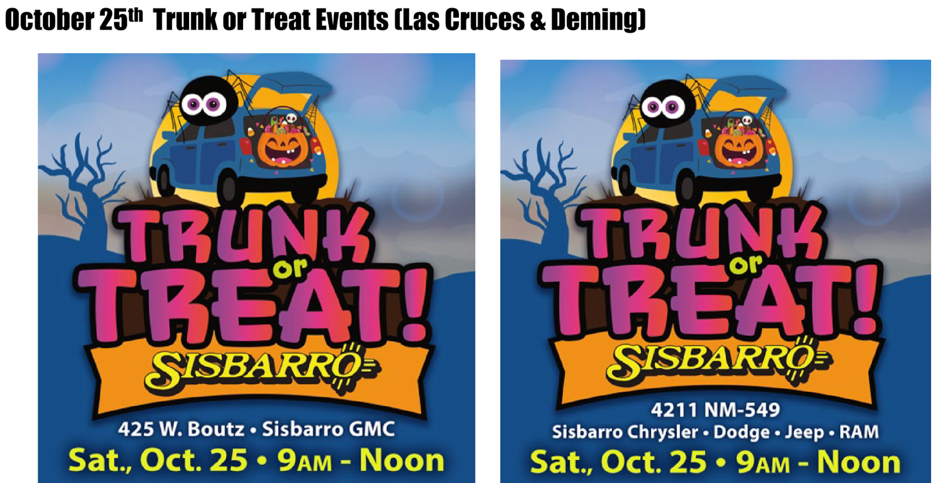 Sisbarro Trunk or Treat graphic