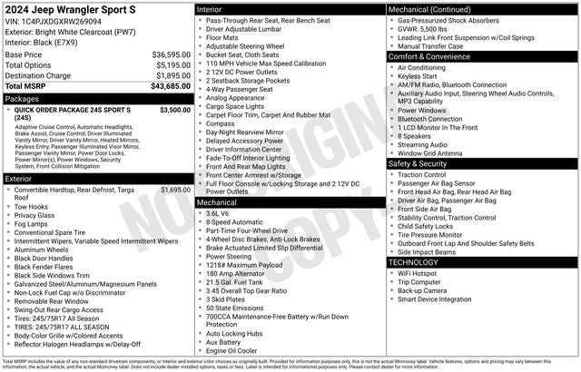2024 Jeep Wrangler 4-Door Sport S 4x4