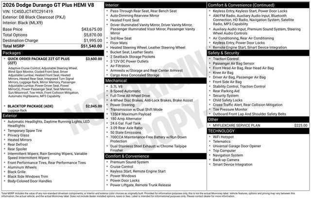 2026 Dodge Durango DURANGO GT PLUS AWD HEMI V8