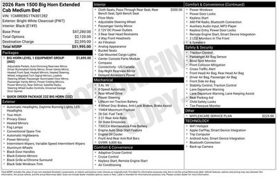 2026 RAM Ram 1500 RAM 1500 BIG HORN QUAD CAB 4X2 6'4' BOX