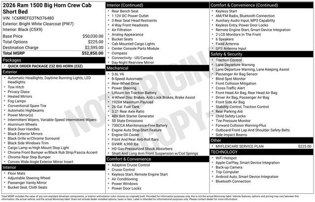 2026 RAM Ram 1500 RAM 1500 BIG HORN CREW CAB 4X2 5'7' BOX