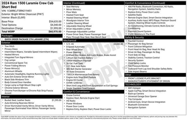 2024 RAM 1500 Laramie Crew Cab 4x2 5'7' Box