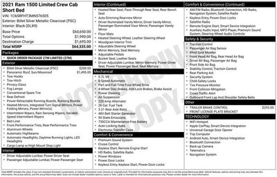 2021 RAM 1500 Limited Crew Cab 4x4 5'7' Box