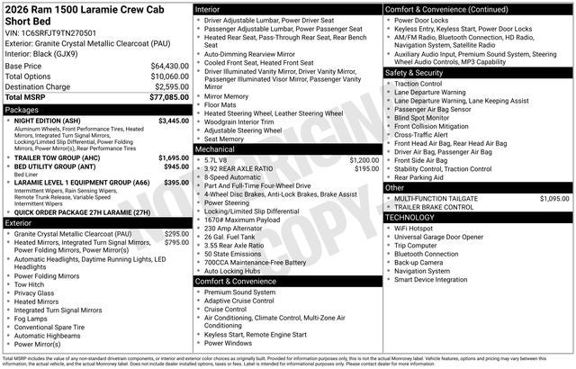 2026 RAM Ram 1500 RAM 1500 LARAMIE CREW CAB 4X4 5'7' BOX