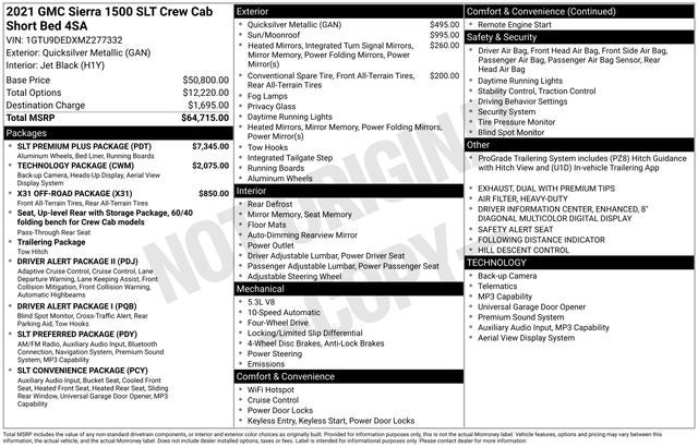 2021 GMC Sierra 1500 4WD Crew Cab Short Box SLT