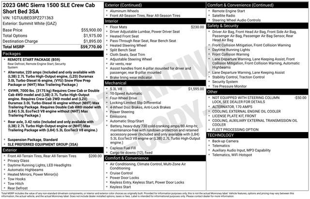 2023 GMC Sierra 1500 4WD Crew Cab Short Box SLE