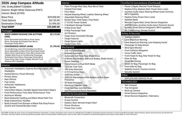 2026 Jeep Compass COMPASS LATITUDE ALTITUDE 4X4