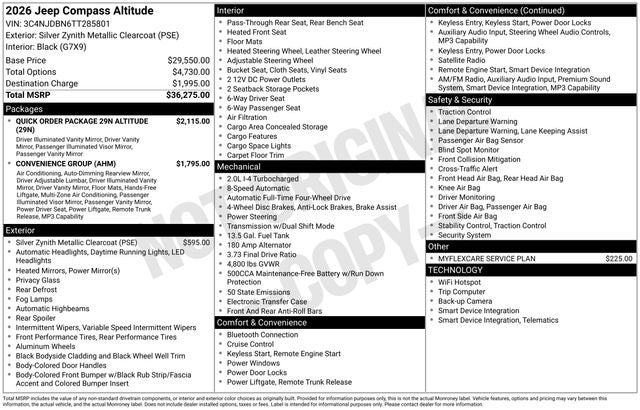 2026 Jeep Compass COMPASS LATITUDE ALTITUDE 4X4
