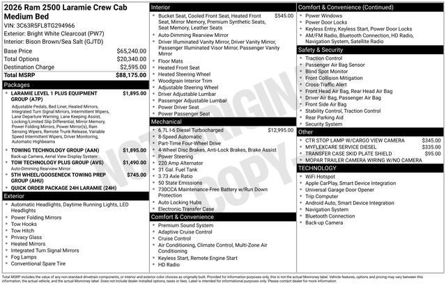 2026 RAM Ram 2500 RAM 2500 LARAMIE CREW CAB 4X4 6'4' BOX