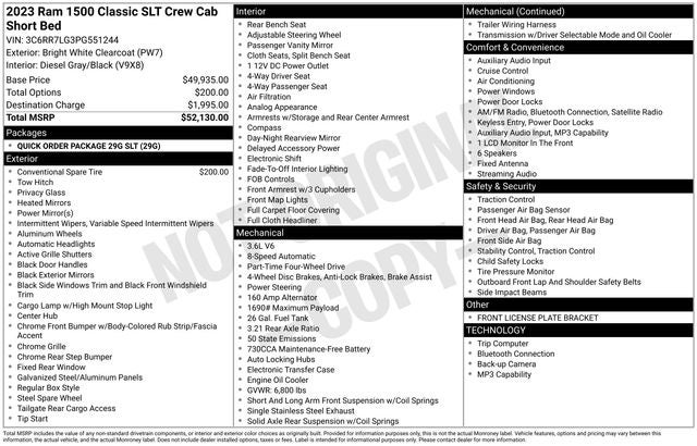 2023 RAM 1500 Classic SLT Crew Cab 4x4 5'7' Box