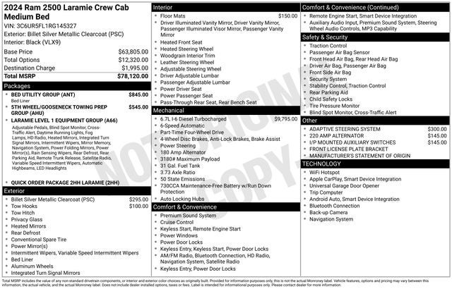 2024 RAM 2500 Laramie Crew Cab 4x4 6'4' Box