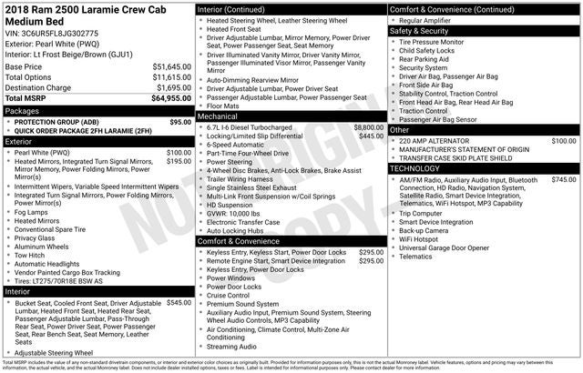 2018 RAM 2500 Laramie Crew Cab 4x4 6'4' Box