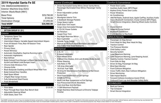 2019 Hyundai Santa Fe SE