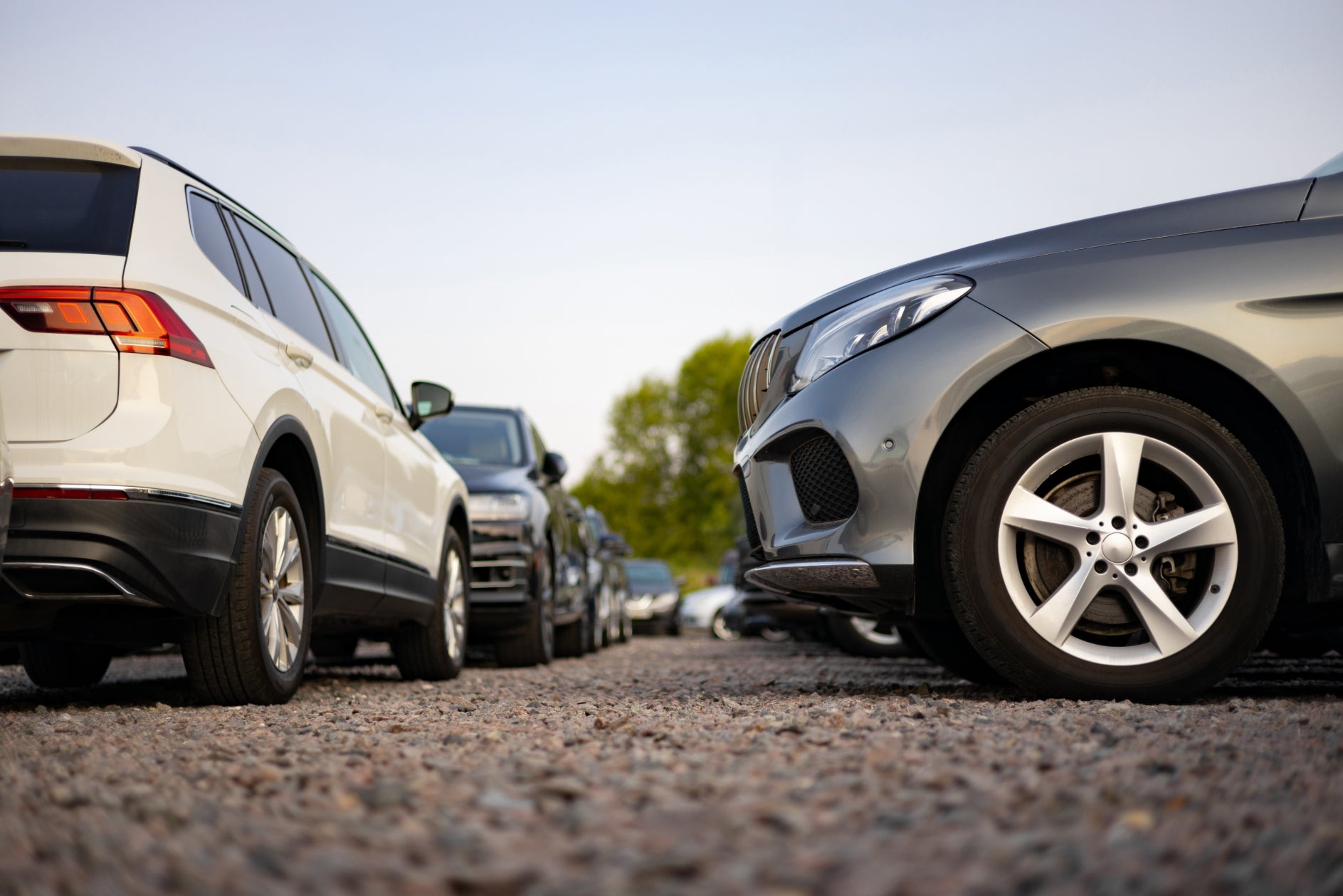 A selection of used cars parked in a lot outside.